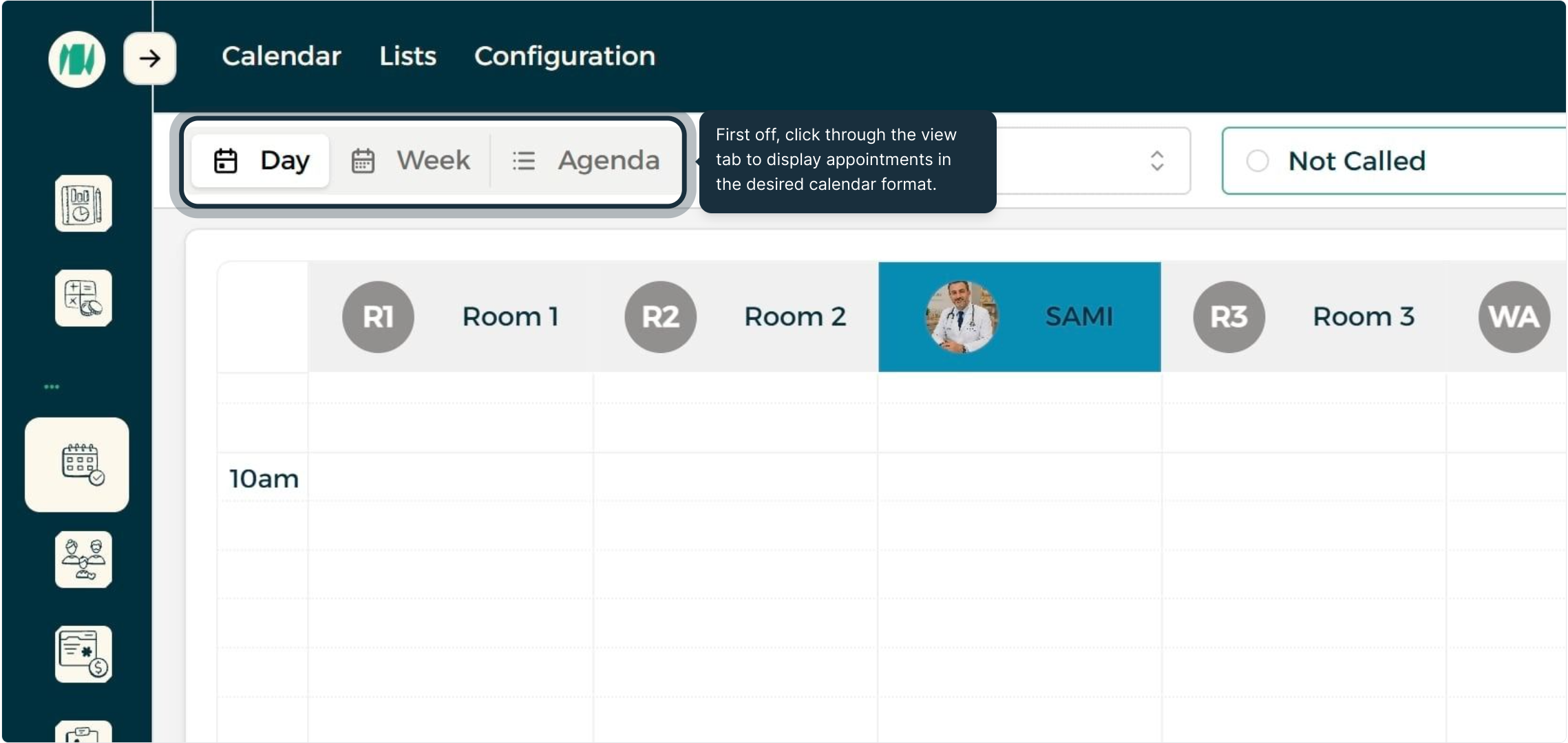 الخطوة 1 - التنقل بين عروض التقويم