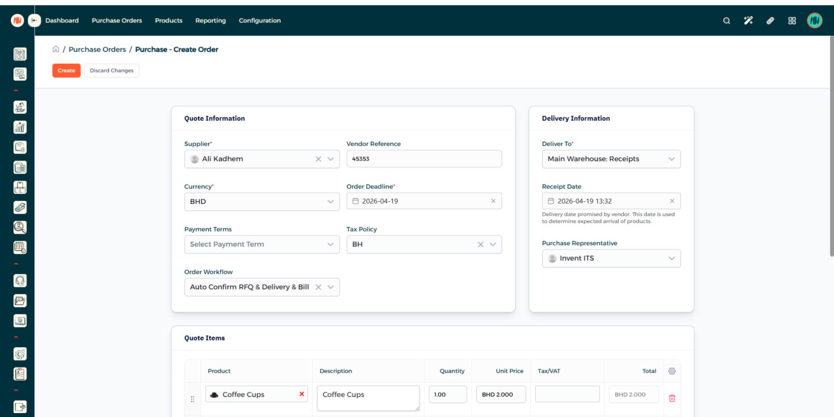 Step 2 - Create Purchase Order
