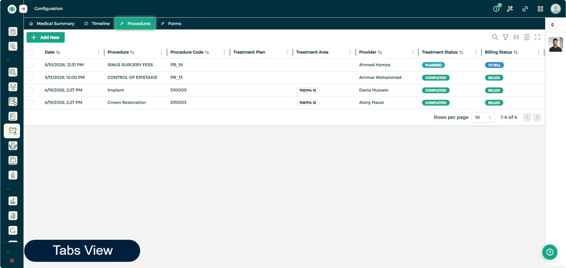 Step 1 - Review the Procedures Tab